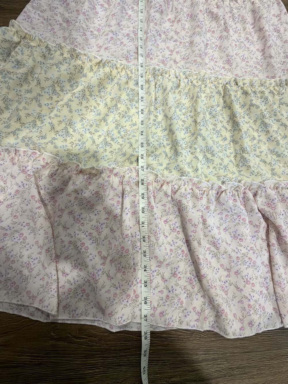 SHEIN Women's Colorblock Floral Print Tiered Ruffle Maxi Skirt - Picture 3 of 4